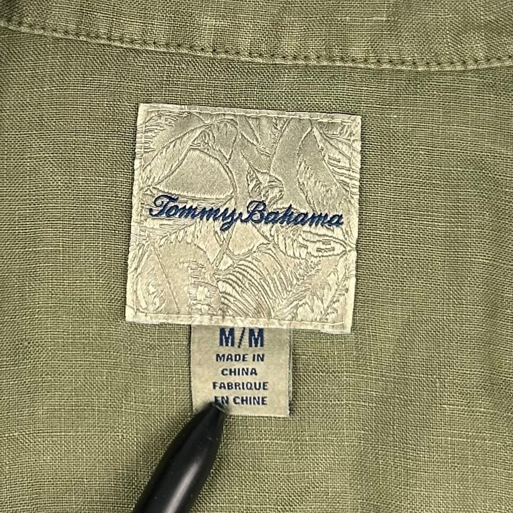Tommy Bahama Womens Olive Green 100% Linen Button Front Trucker Jacket Size M - Picture 4 of 10